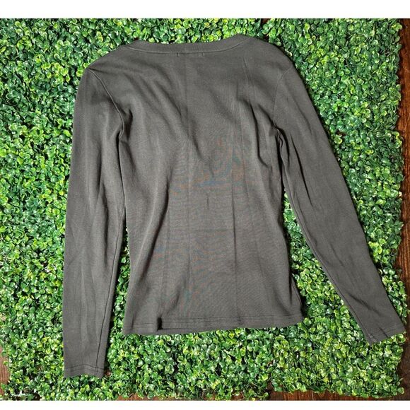 Michael Stars Dark Gray Button Front Longsleeve Top Fits like Size Small - Picture 4 of 5